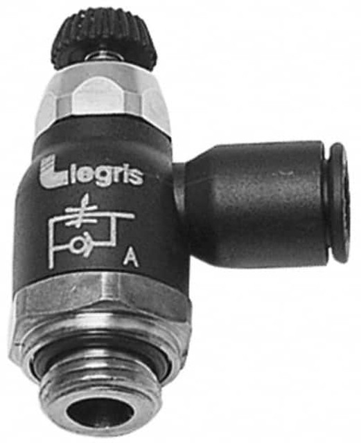 Legris 7060 12 17 Air Flow Control Valve: Compact Meter Out Flow Control, Tube x BSPP, 12mm Tube OD