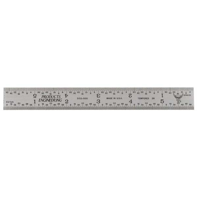 PEC Tools 502-024CT Steel Rule: 24" OAL, 5R Graduation, Rigid