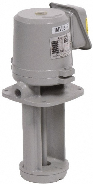 Graymills IMV08-E Immersion Pump: 1/8 hp, 115/230V, 0.7/0.35A, 1 Phase, 3,450 RPM, Cast Iron Housing