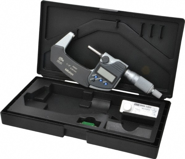 Mitutoyo 293-331-30 Electronic Outside Micrometer: 2", Solid Carbide Measuring Face, IP65