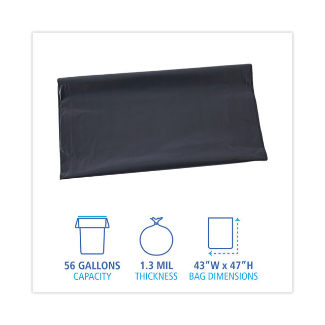 BOARDWALK G4347G Linear Low Density Industrial Can Liners, 56 gal, 1.3 mil, 43" x 47", Gray, Flat Pack, 100/Carton