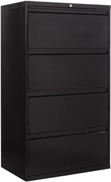 ALERA ALEHLF3054BL Horizontal File Cabinet: 4 Drawers, Steel, Black