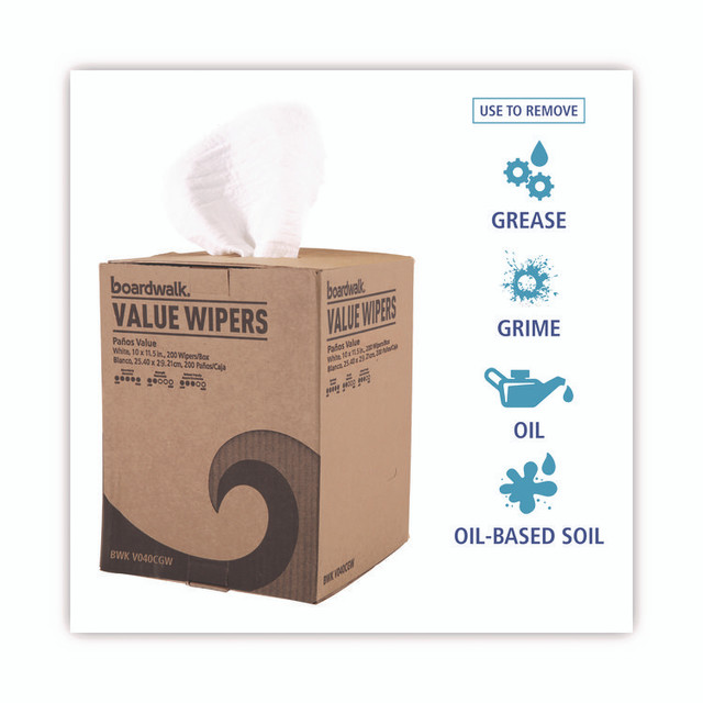 BOARDWALK V040CGW DRC Wipers, Centerpull, 10 x 11.5, White, 200/Carton