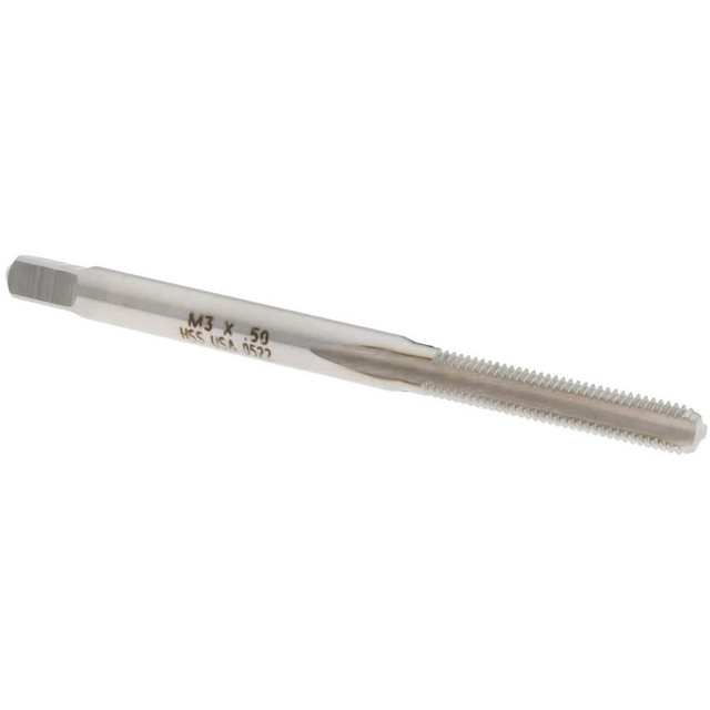 MSC 19201 Straight Flute Tap: M8x1.25 Metric Coarse, 4 Flutes, Bottoming, High Speed Steel, Bright/Uncoated