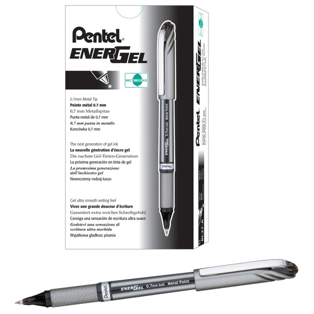These EnerGel NV pens fit in with a long line of reliable Pentel pens. Designed to offer a consistent flow of ink, these EnerGel NV liquid-gel pens ensure each stroke comes out smoothly and looks as it should.  Pentel EnerGel pens with liquid-gel ink provide you with a smooth writing experience.  Contains Recycled Content - See Specs for Details.