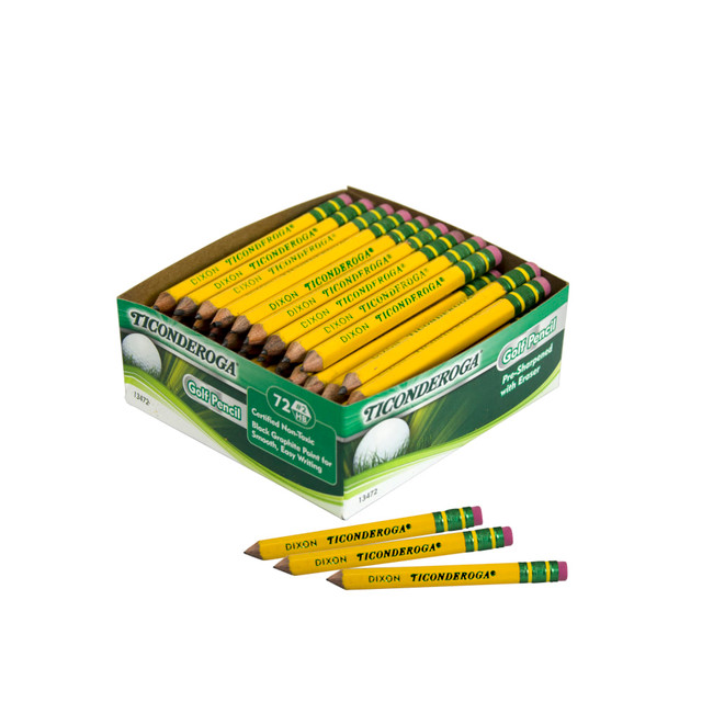 DIXON TICONDEROGA COMPANY 13472 Ticonderoga Golf Pencils With Erasers, Presharpened, #2 Lead, Pack of 72
