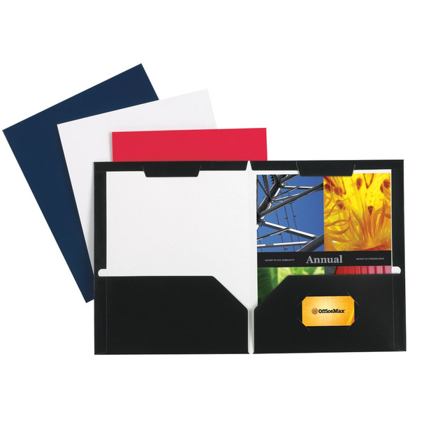 OFFICE DEPOT 21936201  Brand Secure Top 2-Pocket Folders, Black, Pack Of 10