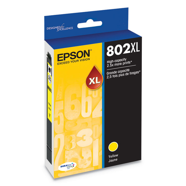 EPSON AMERICA, INC. T802XL420S T802XL420-S (802XL) DURABrite Ultra High-Yield Ink, 1,900 Page-Yield, Yellow