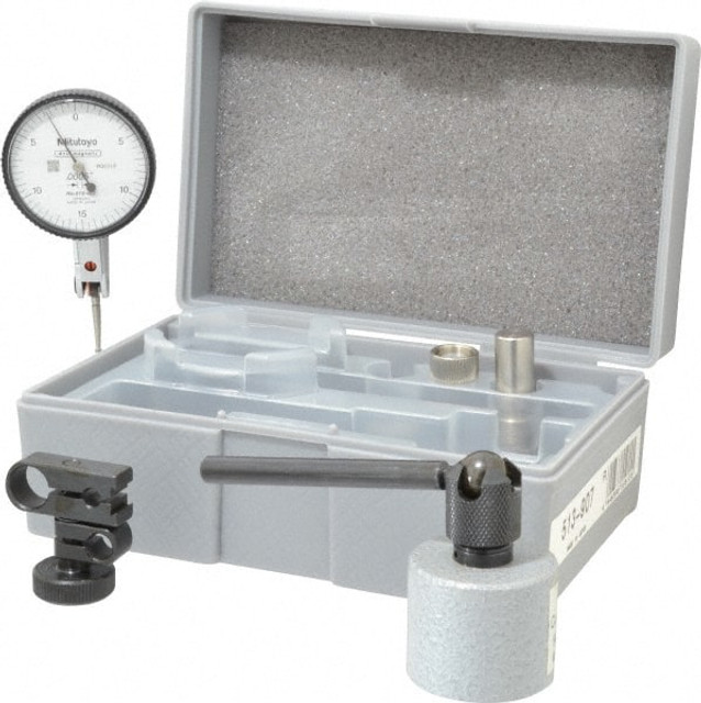 Mitutoyo 513-907-10E Dial Indicator & Base Kit: 0.03" Range, 0-15-0 Dial Reading