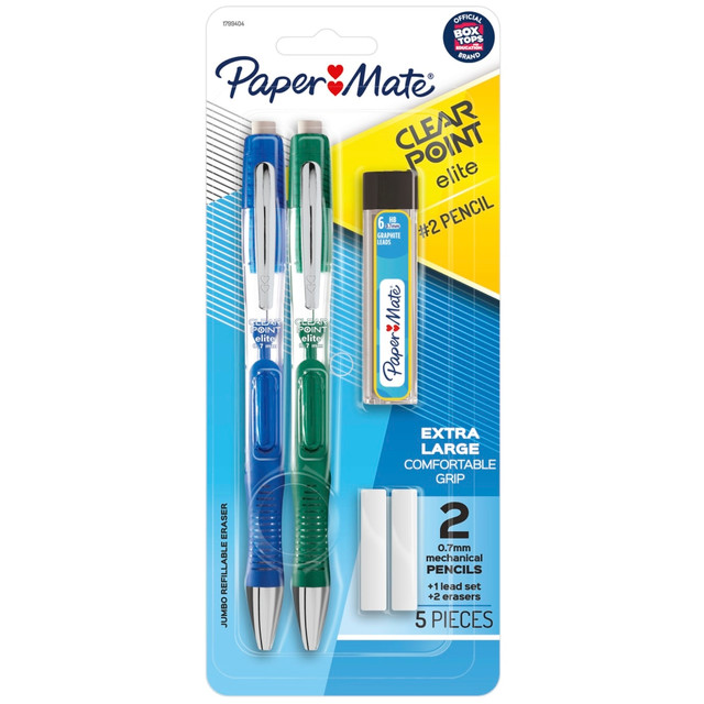 NEWELL BRANDS INC. 1799404 Paper Mate Clearpoint Elite Mechanical Pencil Starter Set, 0.7 mm, Assorted Barrel Colors, Pack Of 2 NEWELL BRANDS INC. 1799404 Paper Mate Clearpoint Elite Mechanical Pencil Starter Set, 0.7 mm, Assorted Barrel Colors, Pack Of 2