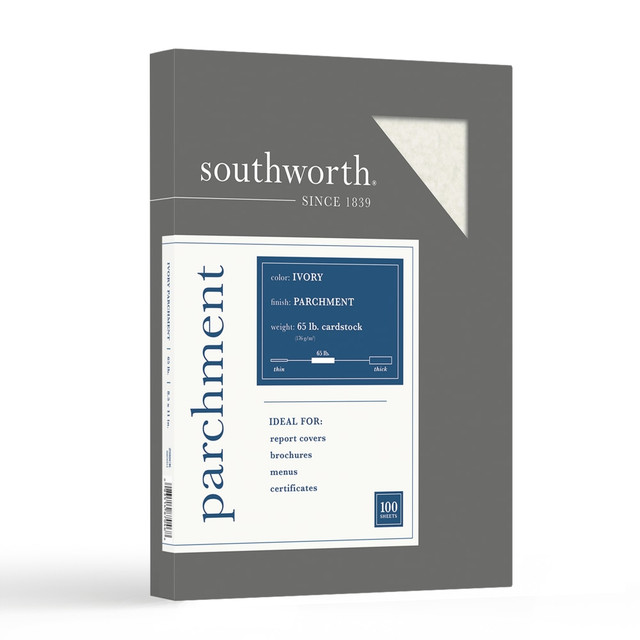 NEENAH PAPER INC Southworth Z980CK/3/6  Parchment Specialty Paper, 8 1/2in x 11in, 65 Lb, Ivory, Pack Of 100