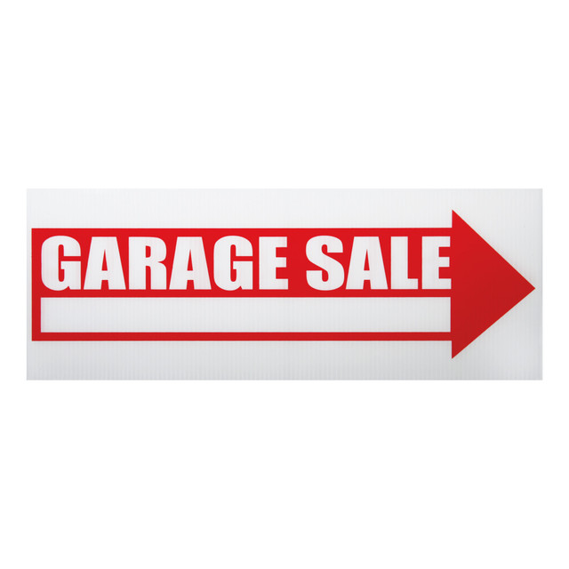 CONSOLIDATED STAMP MFG CO 098054 Cosco "Garage Sale" Sign With Stake Kit, 6in x 17in, Red/White