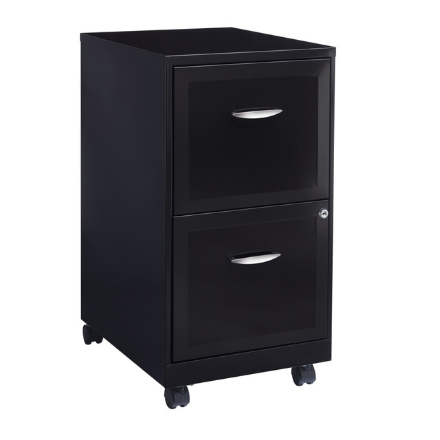 When your work takes you to several different locations throughout your office, mobility is crucial. With this Realspace vertical mobile file cabinet, you can save time and effort by simply bringing everything along. The mobile vertical file cabinet offers 2 drawers for separate storage.  Made of metal.  High-side drawers accept hanging file folders.  Glide suspension.  Locking design.  Includes a caster kit.  Note:  The height without casters is 24.5inH.  GREENGUARD Gold certified  - certified for low chemical emissions: UL.COM/GG - UL 2818. Ranked in two tiers: Certified and Gold.  Tested to meet ANSI/BIFMA Performance Standards - Manufacturer testing has been conducted on this product to meet specific performance requirements and safety standards set forth by the American National Standards Institute (ANSI) and the Business and Institutional Furniture Manufacturers.  Less harsh chemicals - made with fewer harsh chemicals, or safer chemicals than typical alternatives, helping  reduce your use of and exposure to substances that may be more harmful to your health and the environment.  Contains Recycled Content - See Specs for Details.