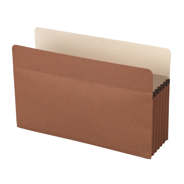 Large assortments of paperwork call for a heavy-duty storage system. Rely on the Office Depot standard file pocket to keep papers organized and secure.  Tyvek strip gusset top with rollover feature helps prevent tearing.  Gusseted sides for added durability.  Full-length tab on the back cover.  Brown standard file pocket has a front flap that folds down for easy access.  Legal size (8 1/2in x 14in) with a 5 1/4in expansion to fit up to 1,200 sheets at a time.