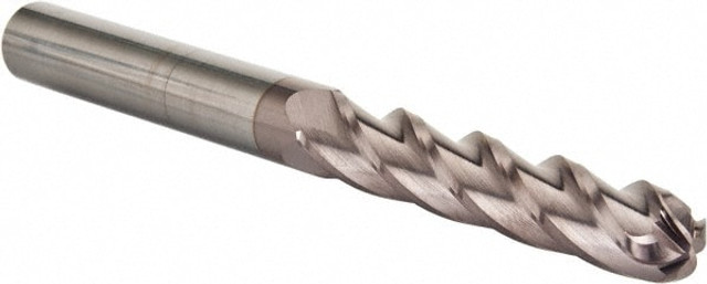 Hertel B-476 Ball End Mill: 7/16" Dia, 2" LOC, 4 Flute, Solid Carbide