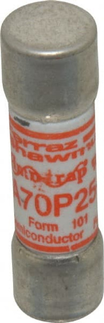 Ferraz Shawmut A70P25-1 Cylindrical Fast-Acting Fuse: 25 A, 50.8 mm OAL, 14.2 mm Dia