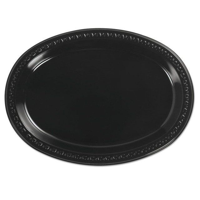 HUHTAMAKI Chinet® 81411 Heavyweight Plastic Platters, 8 x 11, Black, 125/Bag, 4 Bag/Carton