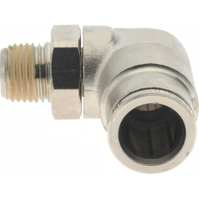 Norgren 101471228 Push-To-Connect Tube to Male & Tube to Male BSPT Tube Fitting: 90 ° Swivel Elbow Adapter, 1/4" Thread