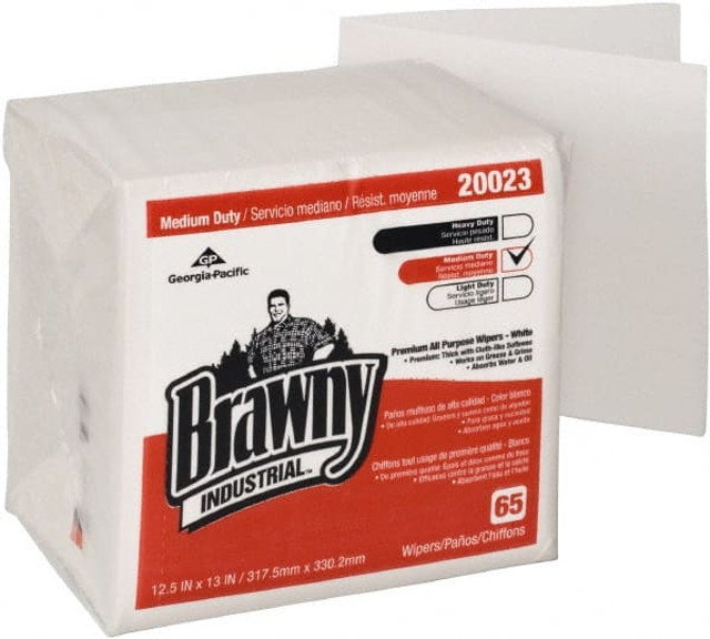 Brawny Professional 20023  D400 Disposable Cleaning Towels, <-Fold, White
