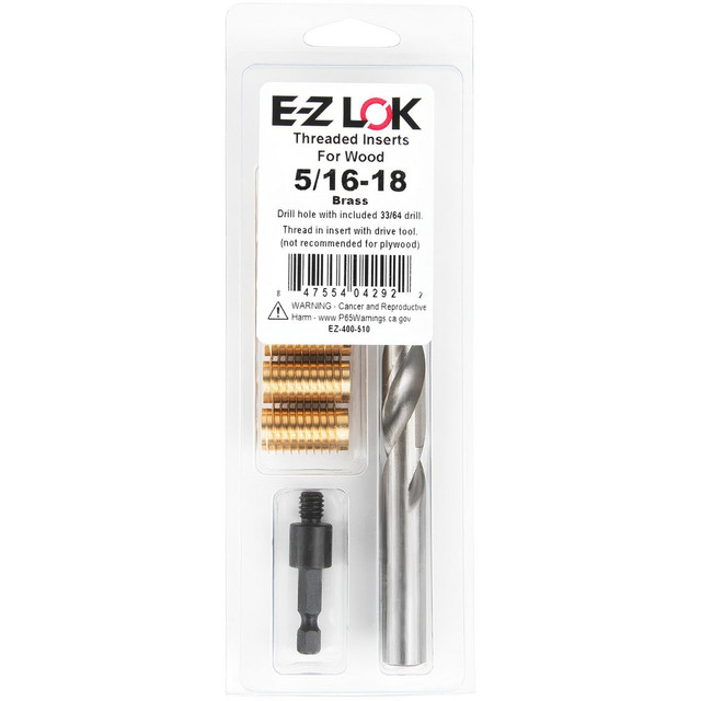 E-Z LOK EZ-400-510 Thread Repair Kits; Kit Type: Thread Repair Kit ; Insert Thread Size (Inch): 5/16-18 ; Includes Drill: Yes ; Includes Tap: No ; Includes Installation Tool: Yes ; Includes Tang Removal Tool: No