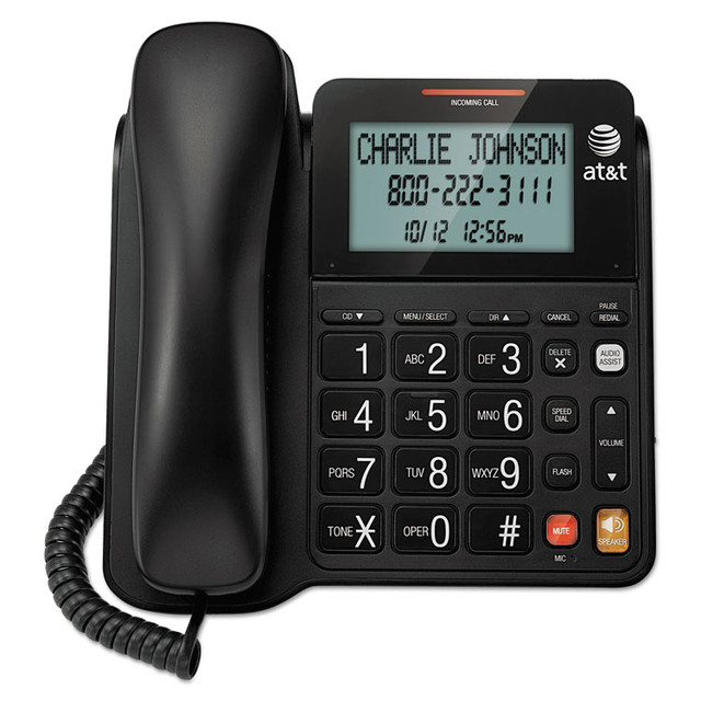 VTECH COMMUNICATIONS AT&T® CL2940 CL2940 One-Line Corded Speakerphone with Large Tilt Display, Black