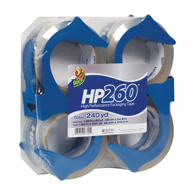 SHURTECH BRANDS, LLC 847667 Duck HP260 Packaging Tape, In Dispenser, 2in x 60 Yd., Clear, Pack Of 4 SHURTECH BRANDS, LLC 847667 Duck HP260 Packaging Tape, In Dispenser, 2in x 60 Yd., Clear, Pack Of 4