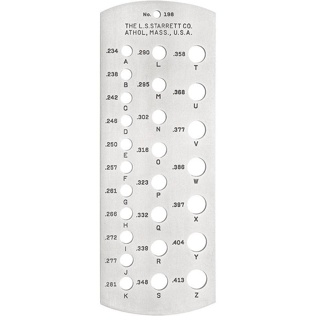 Starrett 50718 0.234 Inch to 0.413 Inch Hole Size Drill Gage