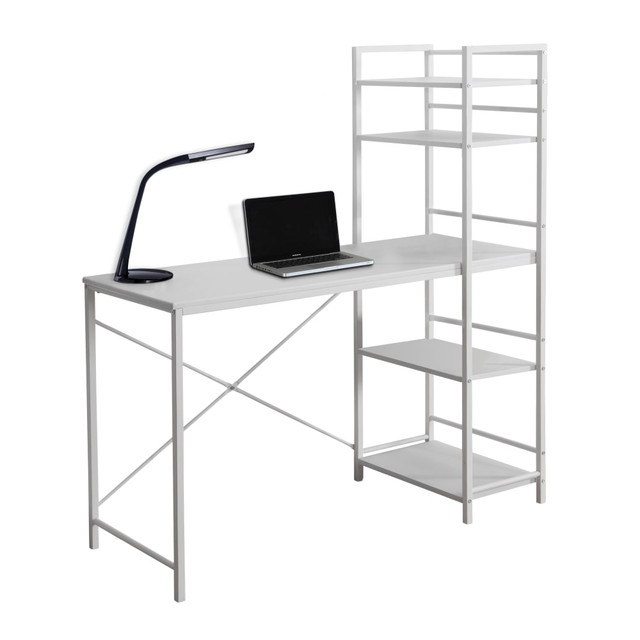 MONARCH PRODUCTS I 7165 Monarch Specialties 48inW Metal Computer Desk With Bookcase, White