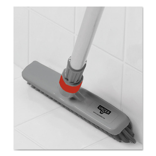 UNGER CB20G SmartColor Swivel Corner Brush, Black Polypropylene Bristles, 8.83" Brush, Gray Plastic Handle