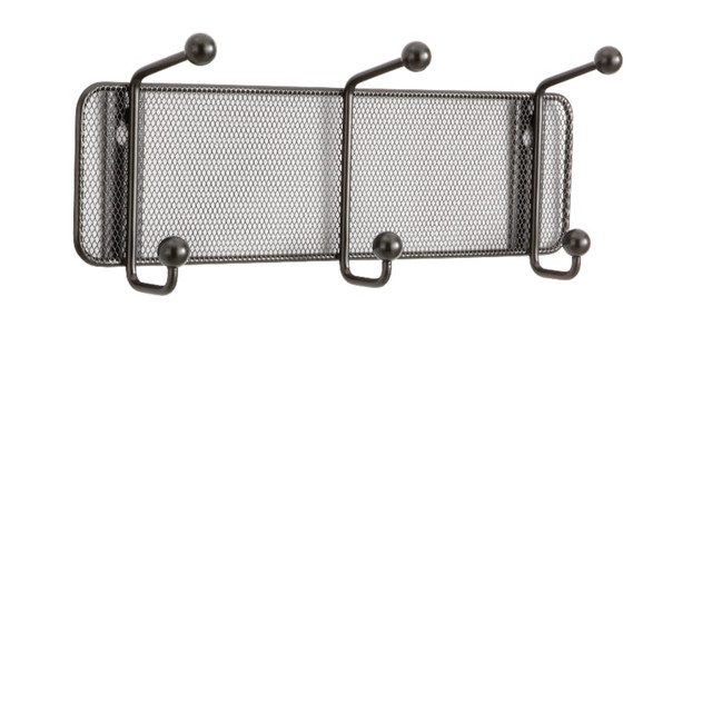 SAFCO PRODUCTS CO 6402BL Safco Onyx Mesh Wall Rack, 3 Double Hooks, Black SAFCO PRODUCTS CO 6402BL Safco Onyx Mesh Wall Rack, 3 Double Hooks, Black