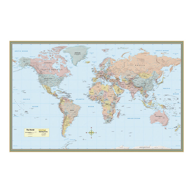 Educate young learners on the topography of different places around the world. With vivid imagery and information at your disposal, this map is a great wall hanging for schools.  High-quality laminate protects against liquids and tears. Non-glare finish provides a comfortable view.  Detailed images and printed information offer comprehensive facts.  Measures 50in x 32in.  Features the topography of the Earths surface.