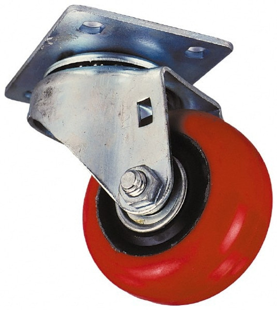 Fairbanks E03-4-PH Swivel Top Plate Caster: Polyolefin, 4" Wheel Dia, 1-1/4" Wheel Width, 300 lb Capacity, 5" OAH