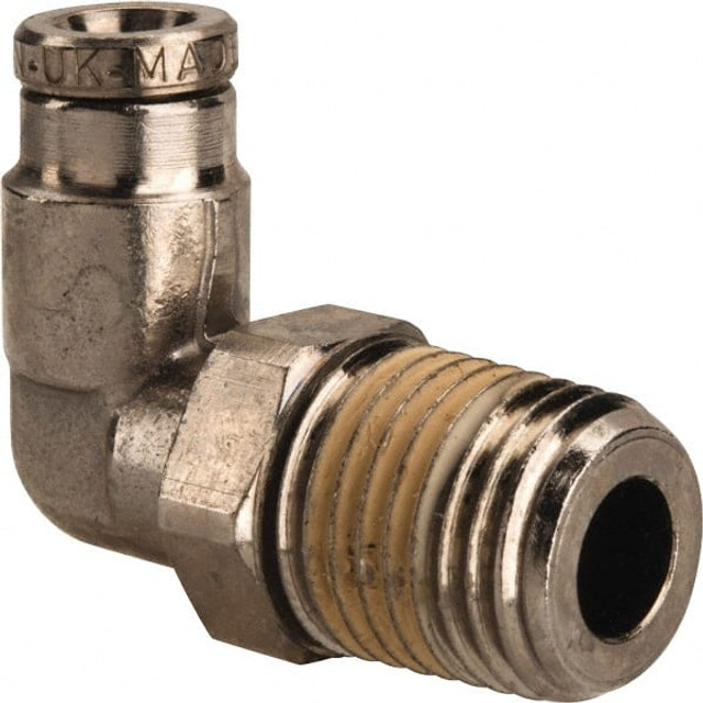 Norgren 124470328 Push-To-Connect Tube to Male & Tube to Male NPT Tube Fitting: Pneufit Swivel Male Elbow, 1/4" Thread, 3/16" OD