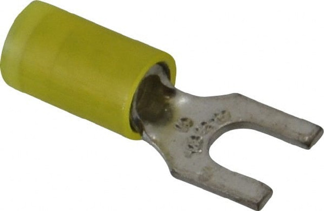 Thomas & Betts RC10-10F Standard Fork Terminal: Yellow, Nylon, Partially Insulated, #10 Stud, Crimp