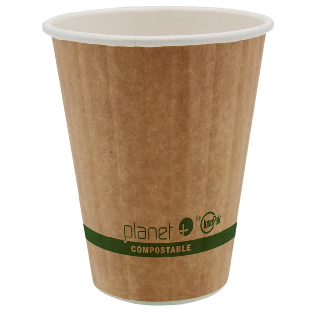 ASEAN CORPORATION PLC-8-DW Planet+ Compostable Hot Cups, Double-Wall, 8 Oz, Brown, Pack Of 1,000 Cups