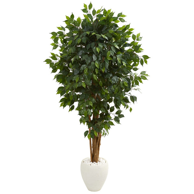 NEARLY NATURAL INC. 5666 Nearly Natural Ficus 72inH Artificial Tree With Planter, 72inH x 37inW x 30inD, Green NEARLY NATURAL INC. 5666 Nearly Natural Ficus 72inH Artificial Tree With Planter, 72inH x 37inW x 30inD, Green