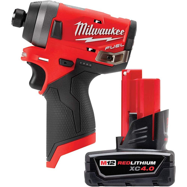 Milwaukee Tool 3873965/4337721 Cordless Impact Wrench: 12V, 1/4" Drive, 0 to 4,0 BPM, 3,300 RPM