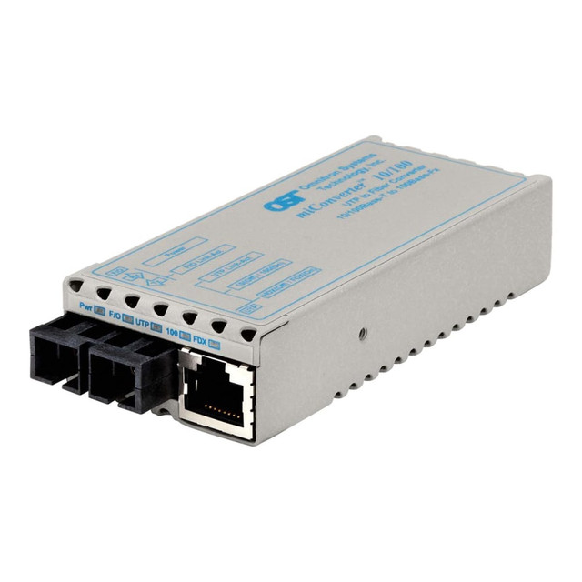 OMNITRON SYSTEMS TECHNOLOGY, INC. 1123-1-3 Omnitron miConverter 10/100 Plus - Fiber media converter - 100Mb LAN - 10Base-T, 100Base-FX, 100Base-TX - RJ-45 / SC single-mode - up to 18.6 miles - 1310 nm