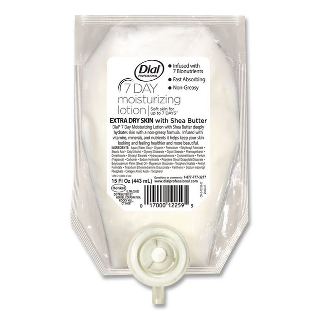 DIAL PROFESSIONAL 12259EA 7-Day Moisturizing Lotion for Versa Dispenser, 15 oz, Refill Pouch