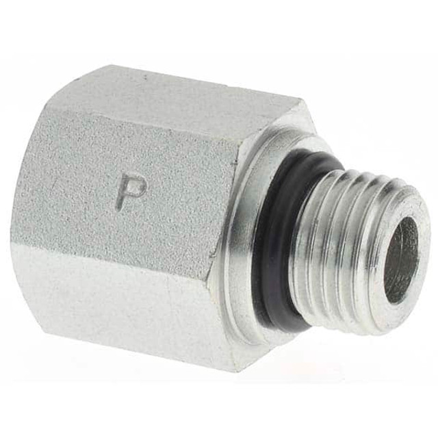 Parker -16330-2 Industrial Pipe Adapter: 3/8" Female Thread, 9/16-18 Male Thread, Male Straight Thread O-Ring x Female NPTF