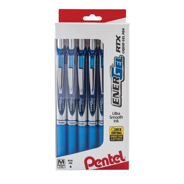 PENTEL OF AMERICA, LTD. BL77PC12C Pentel EnerGel RTX Retractable Liquid Gel Pens, Medium Point, 0.7 mm, 54% Recycled, Blue Barrel, Blue Ink, Pack Of 12 Pens