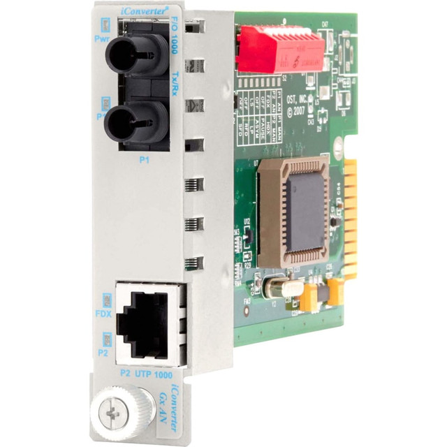 OMNITRON SYSTEMS TECHNOLOGY, INC. Omnitron 8501N-1  iConverter 1000Mbps Gigabit Ethernet Fiber Media Converter RJ45 ST Single-Mode 12km Module - 1 x 1000BASE-T; 1 x 1000BASE-LX; Internal Module; Lifetime Warranty