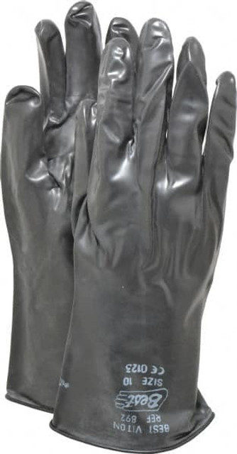 SHOWA 892-10 Chemical Resistant Gloves: X-Large, 12 mil Thick, Viton, Unsupported
