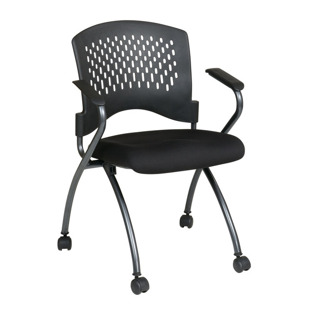 OFFICE STAR PRODUCTS 84330-30 Office Star Folding Chair With Casters, Deluxe, Coal/Titanium, Set Of 2