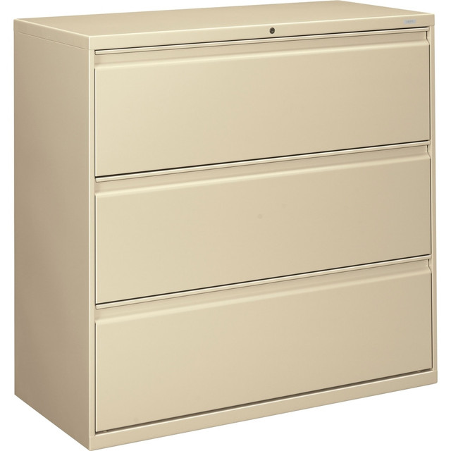 HNI CORPORATION HON 893LL  800 42inW x 19-1/4inD Lateral 3-Drawer File Cabinet With Lock, Putty