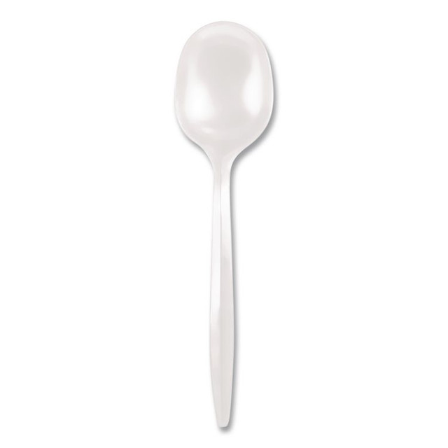 BERK ENTERPRISES INC Berkley Square 1014000 Mediumweight Polypropylene Cutlery, Soup Spoon, Plastic, White, 1,000/Carton