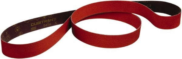 3M Abrasive Belt: 1/2" Wide, 24" Long, 80 Grit, Ceramic 7100139895
