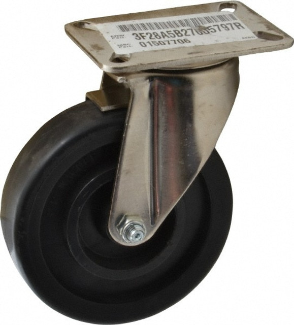 E.R. Wagner 3F28A5B27005797 Swivel Top Plate Caster: Polyolefin, 5" Wheel Dia, 1-3/8" Wheel Width, 450 lb Capacity, 6-3/8" OAH