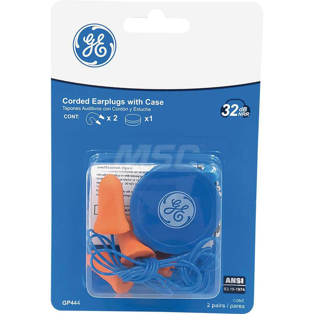 General Electric GP444 Earplug: 32dB, Polyurethane, Bell, Roll Down, Corded