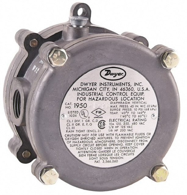 Dwyer 1950-1-2F Differential Pressure Gauges & Switches; Thread Size (Inch): 1/8